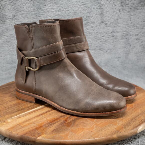 Sperry Top Sider Clinton Womens Ankle Boots Size 8 M Brown Zip Harness Booties - Picture 1 of 9
